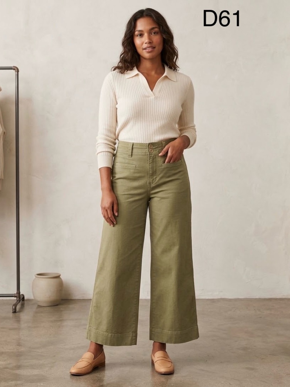 A New Day Olive Green Wide-Leg High-Rise Jeans